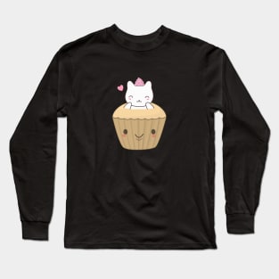 Cute and Kawaii Cat Cupcake T-Shirt Long Sleeve T-Shirt